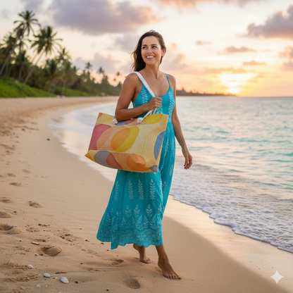 Sac de voyage rétro à cercles colorés | Sac fourre-tout géométrique abstrait | Sac de plage | Grand sac fourre-tout | Sac de maman occupée | Sac de maman qui travaille