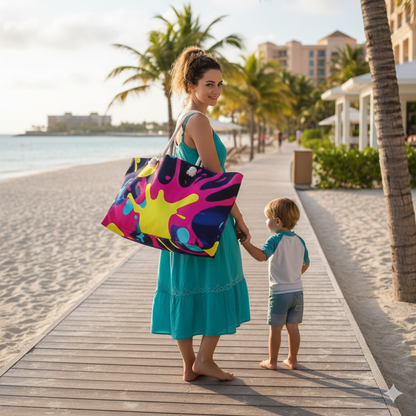 Sac de voyage Weekender néon éclaboussures de peinture | Fourre-tout de voyage coloré | Sac cabas pour maman débordée