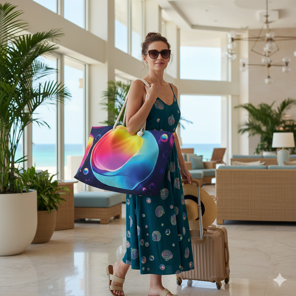 Sac de voyage abstrait bulles néon | Sphères dégradées colorées | Sac de voyage maman