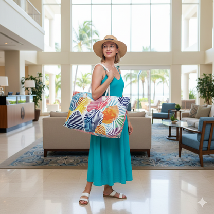 Sac de voyage Weekender à motif d'empreintes digitales colorées | Sac de plage arc-en-ciel | Sac de cabine pour mamans