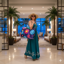 Sac de voyage à motifs néon | Imprimé rétro abstrait boîte de nuit | Cadeau pour maman