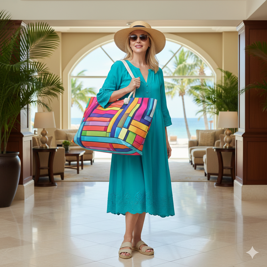 Colorful Geometric Stained Glass Pattern Weekender Bag | Rainbow Travel Tote | Mom Gifts