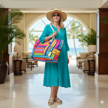 Colorful Geometric Stained Glass Pattern Weekender Bag | Rainbow Travel Tote | Mom Gifts
