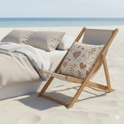 Coussin Tissé Cœurs Dispersés | Coussin Cœur Vintage Bohème