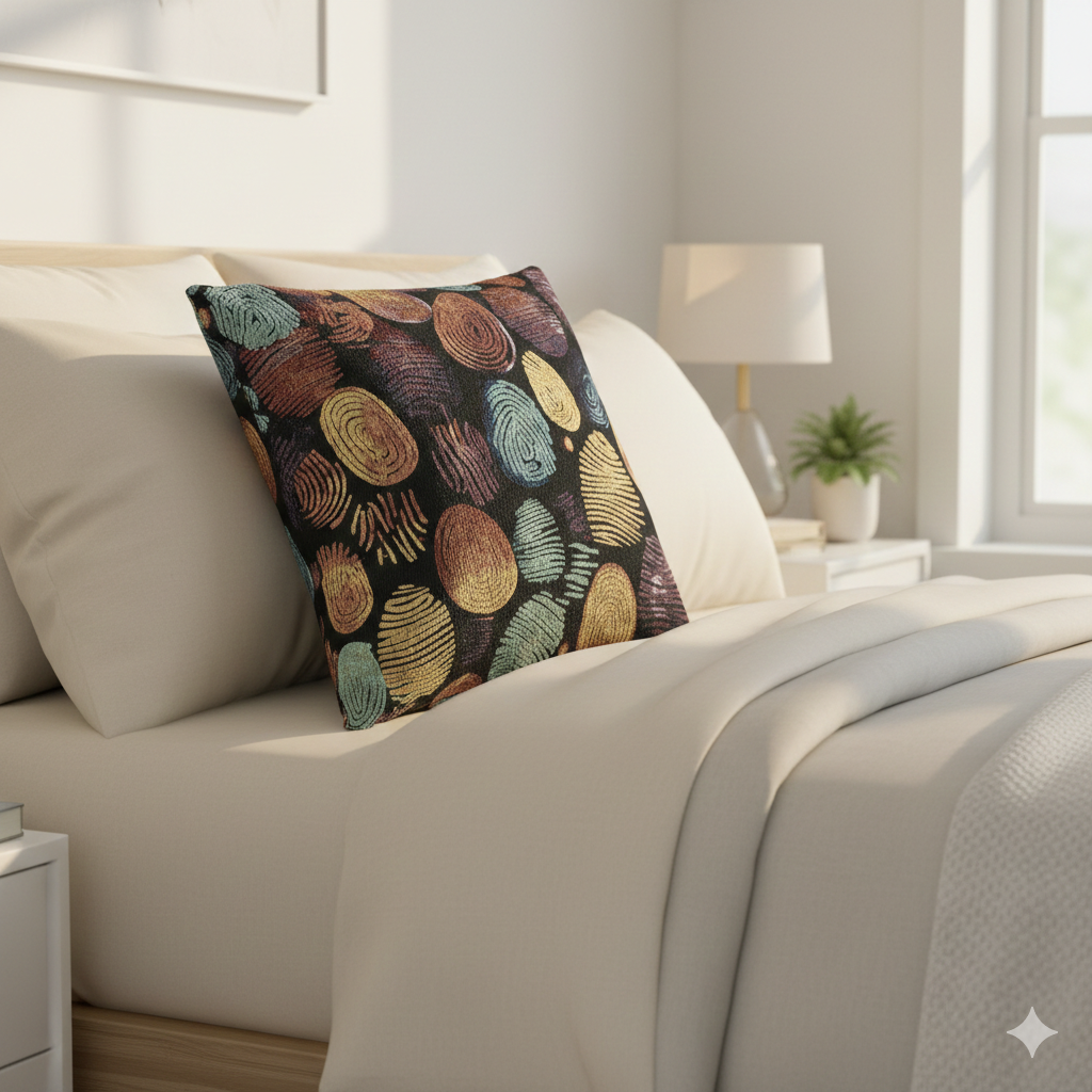 Oreiller tissé en tapisserie galet abstrait | Coussin décoratif à motif de pierres multicolores