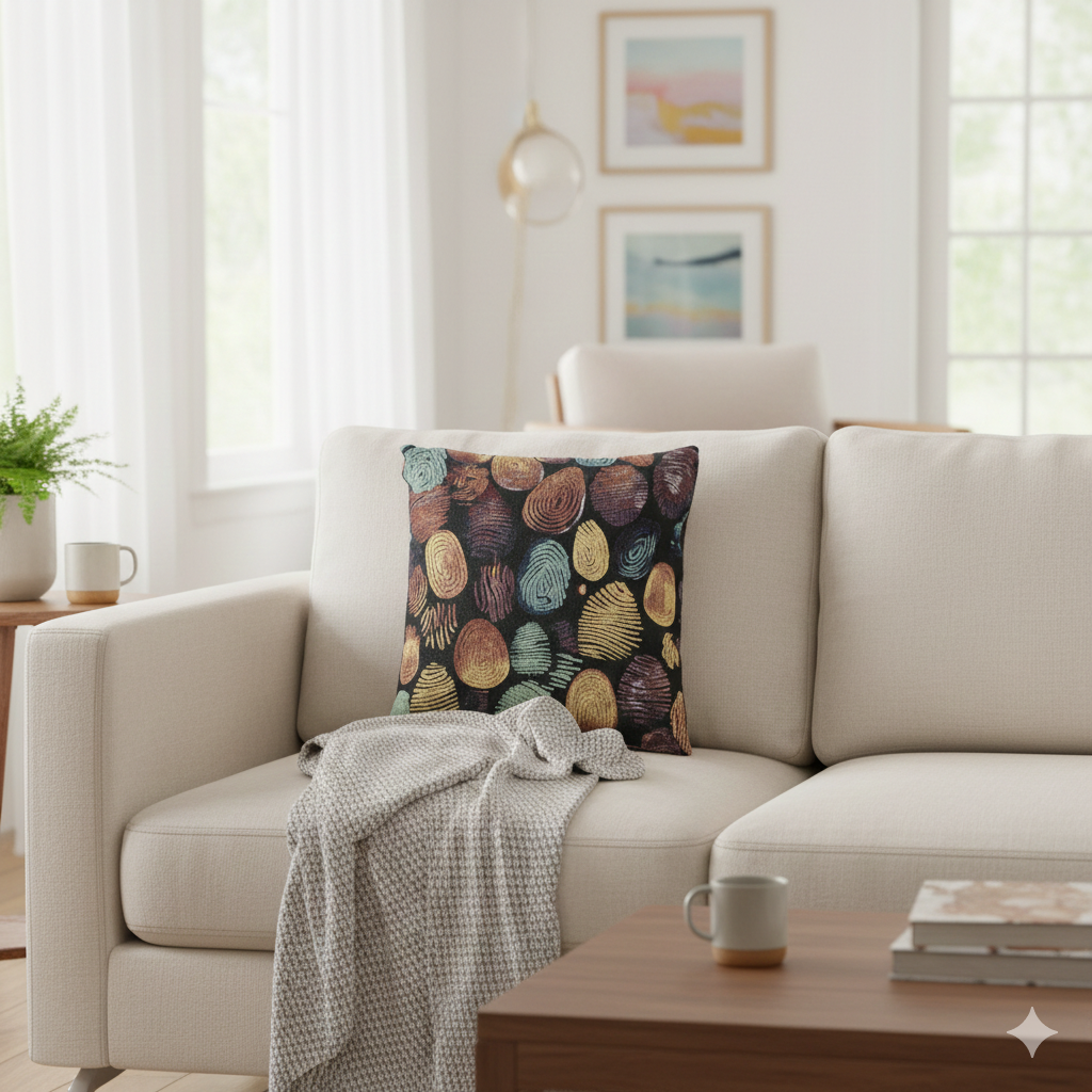 Oreiller tissé en tapisserie galet abstrait | Coussin décoratif à motif de pierres multicolores