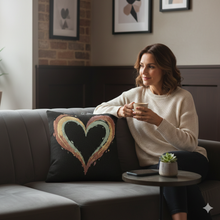 Painted Heart Pillow | Woven Decorative Pillow, Boho Heart Throw Pillow