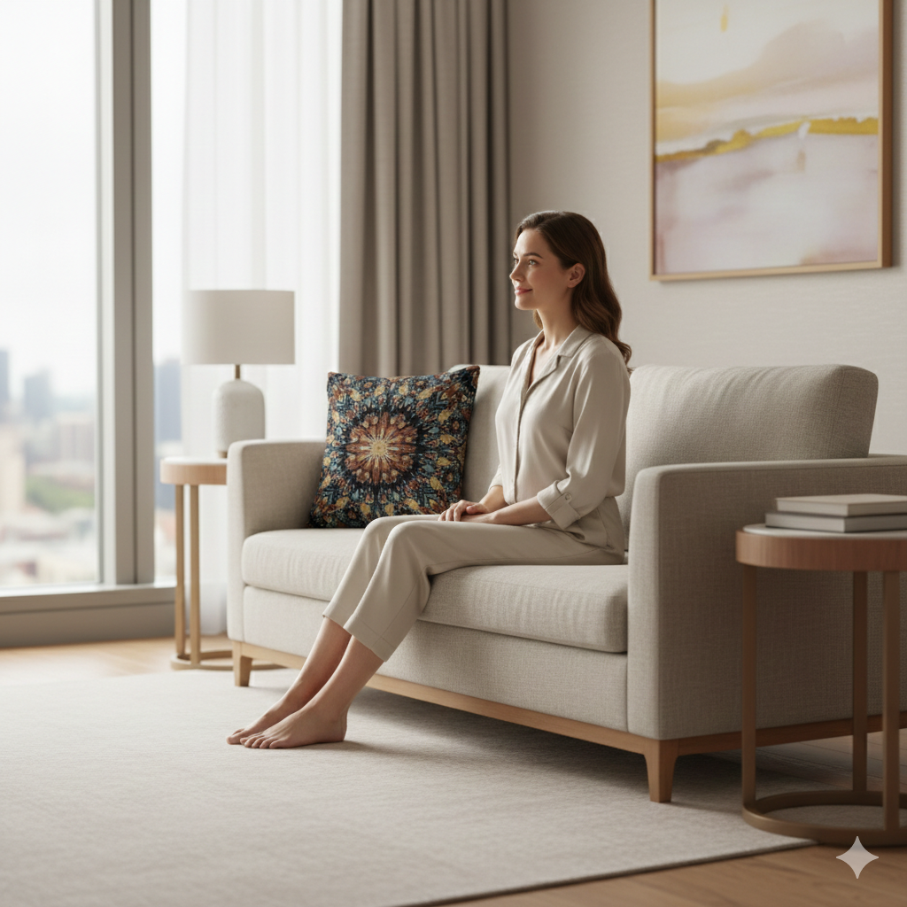 Oreiller tissé mandala géométrique | Coussin décoratif mosaïque bohème