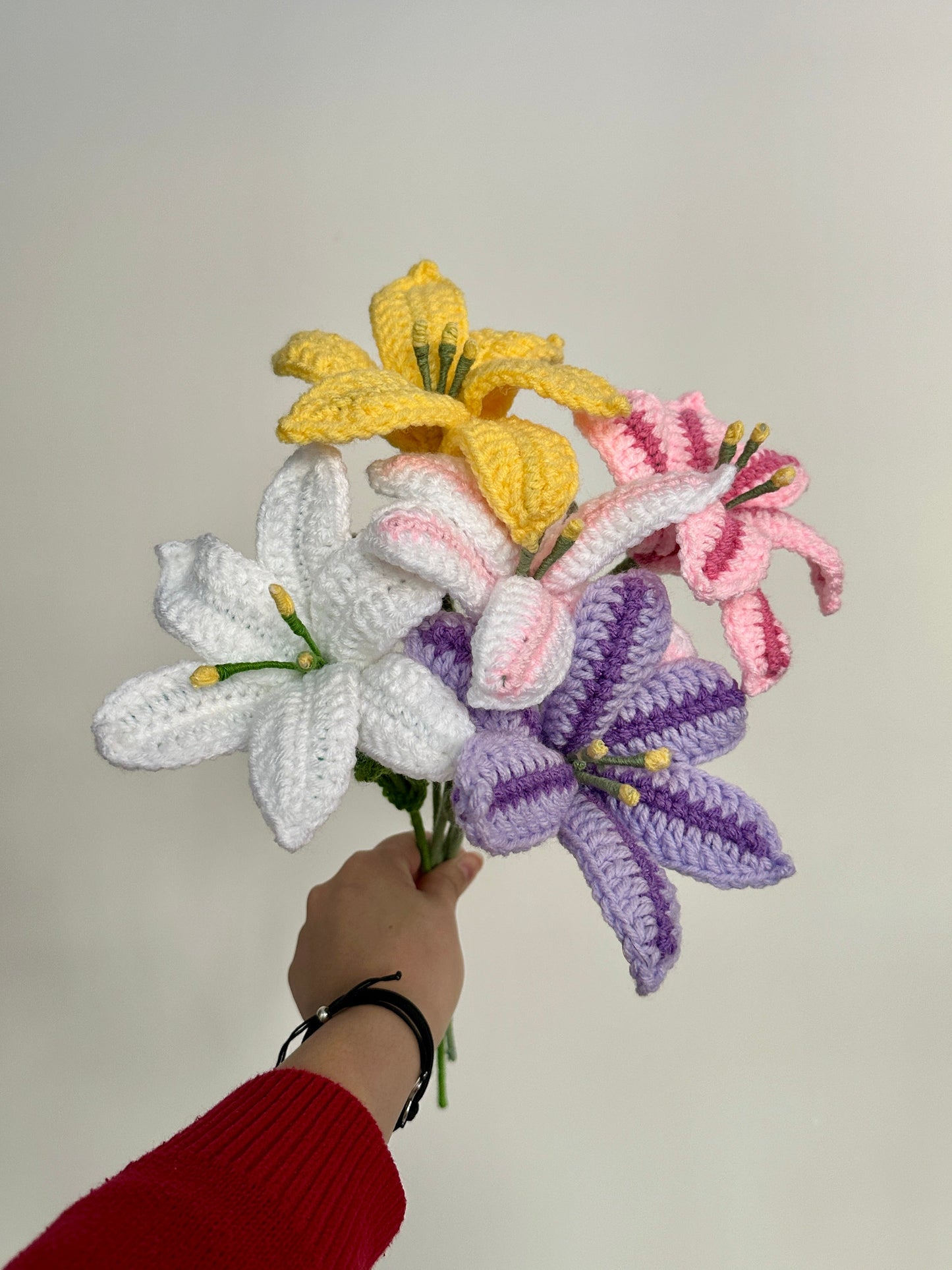 Handmade Crochet Lilies (Oriental Lily, Multi-coloured flowers)