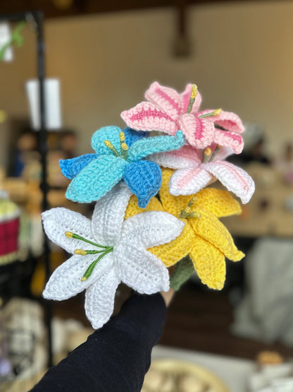 Handmade Crochet Lilies (Oriental Lily, Multi-coloured flowers)
