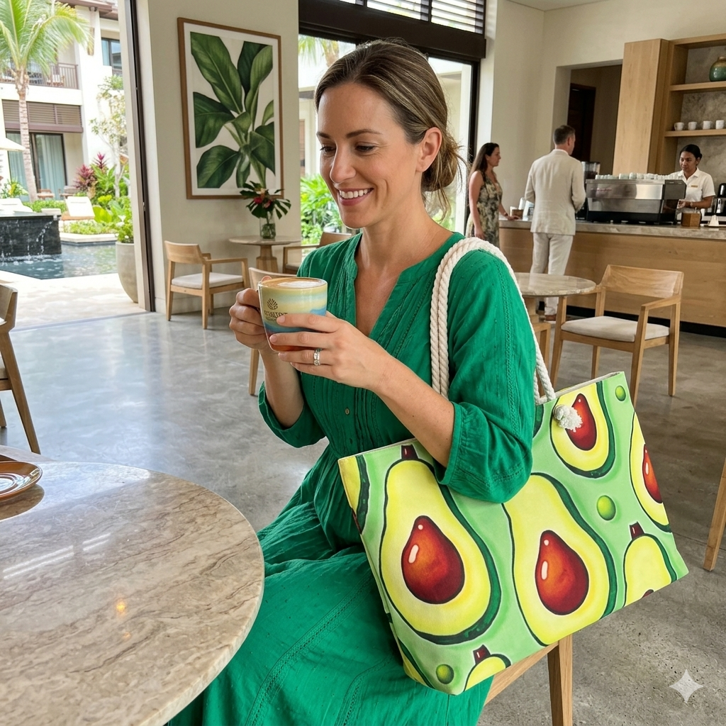Sac de week-end imprimé avocat — Joli sac de plage et de voyage