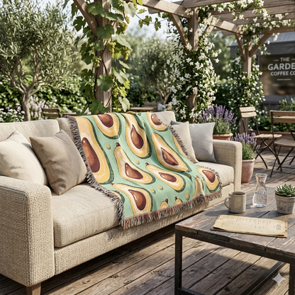 Jeté décoratif tissé motif avocat – Doux et confortable pour cuisine, salon et cadeaux