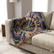 Couverture tissée mosaïque bohème — Jeté de lit médaillon à motifs de carreaux vintage