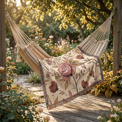 Couverture Tissée Florale — Jeté Rose Vintage