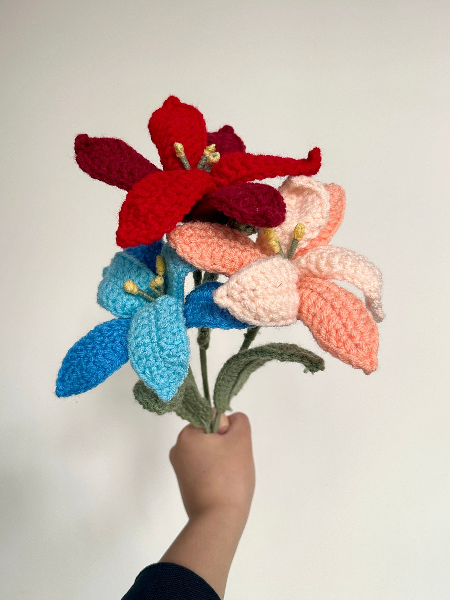 Handmade Crochet Lilies (Oriental Lily, Multi-coloured flowers)