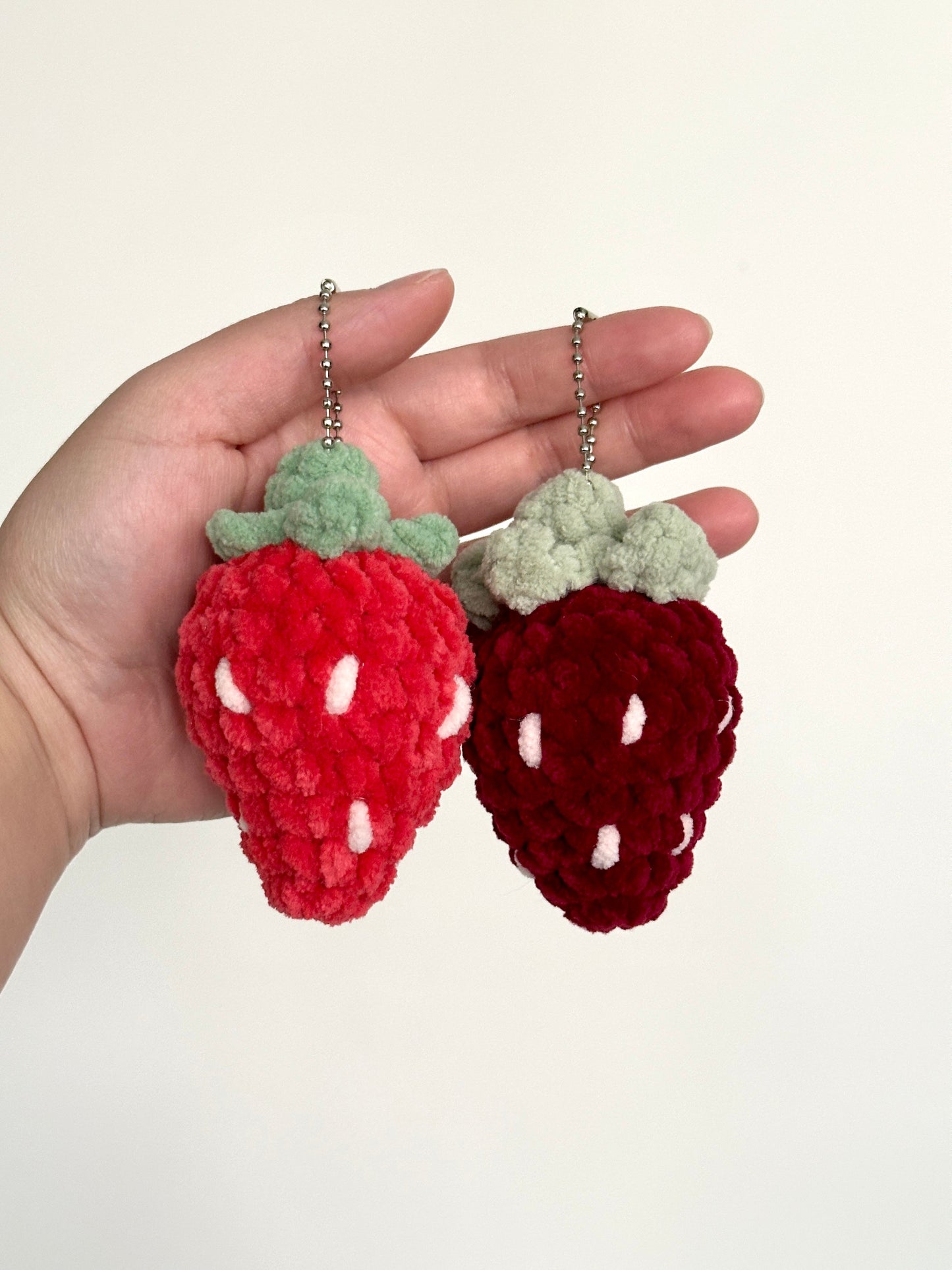 Crochet Strawberry Keychain Charm