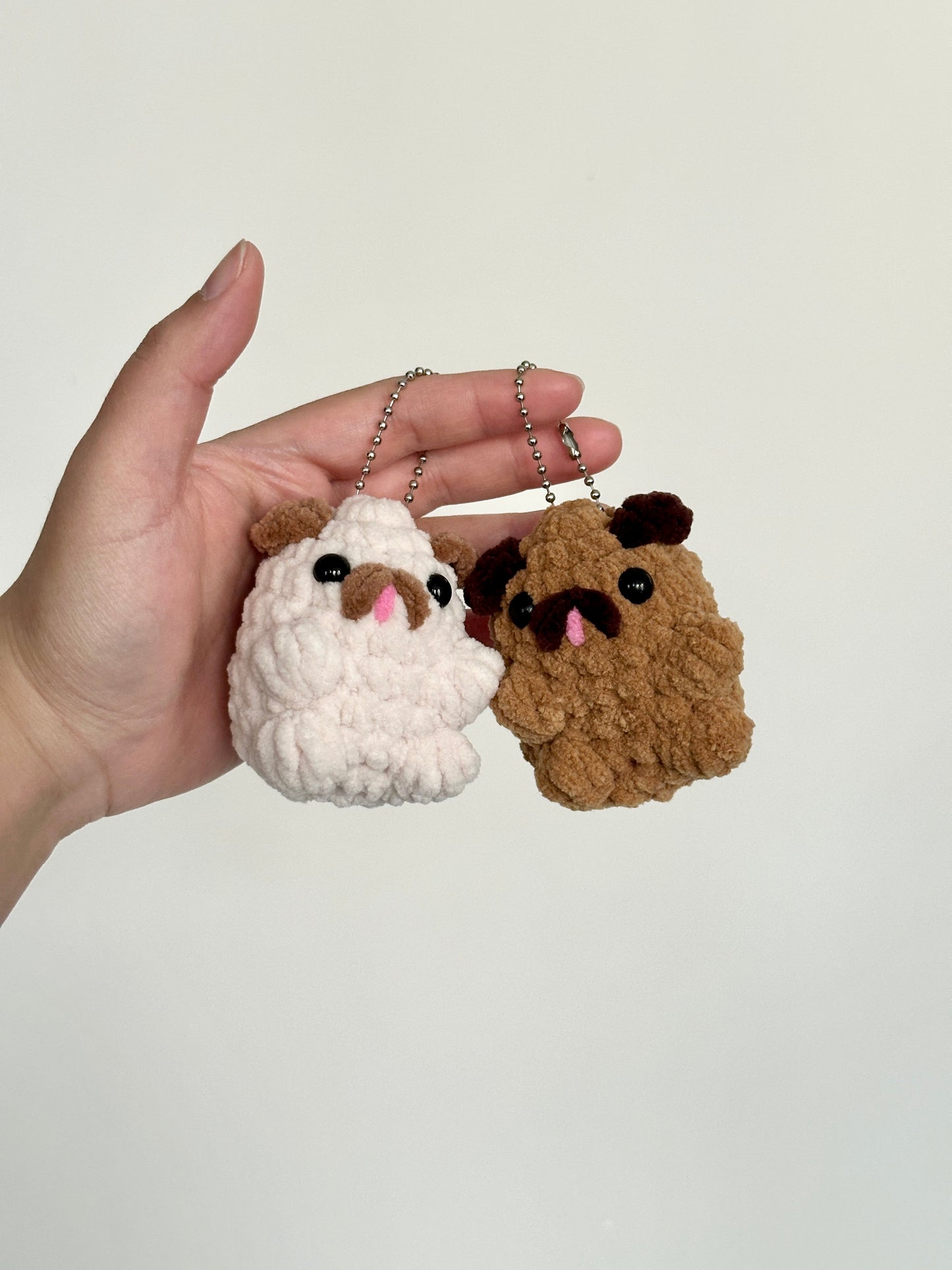 Handmade Crochet Dog Keychain – Pug Dog Charm