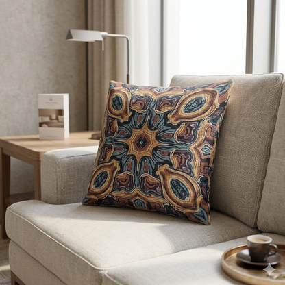 Coussin tissé bohème – Coussin décoratif à motif médaillon mosaïque