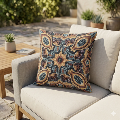 Coussin tissé bohème – Coussin décoratif à motif médaillon mosaïque