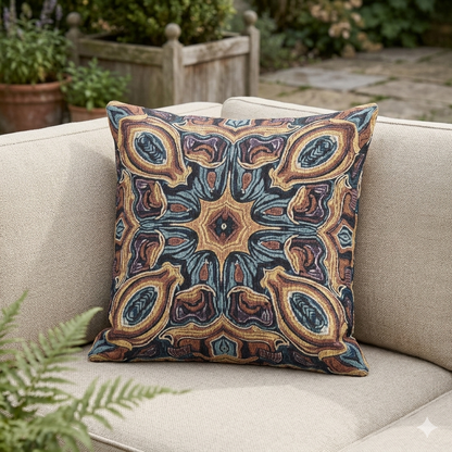 Coussin tissé bohème – Coussin décoratif à motif médaillon mosaïque