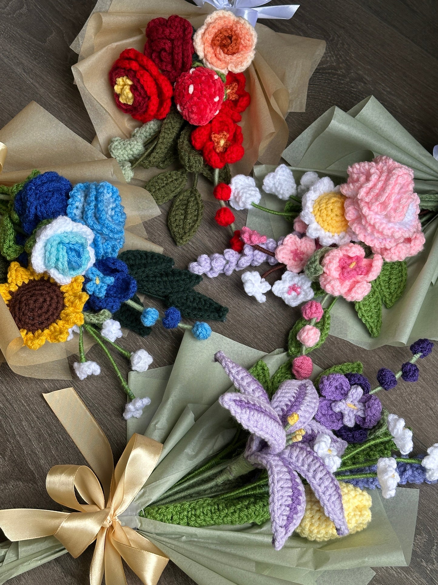 Mother's Day Crochet Flower Bouquet: Ready-made and Wrapped