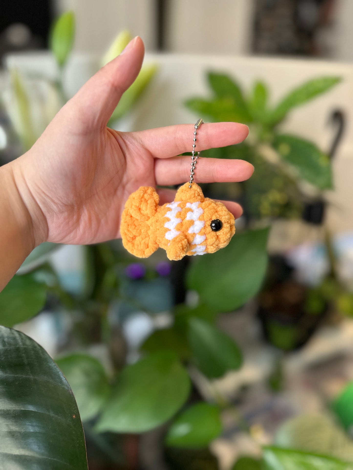 Handmade Crochet Fish Keychain Charm