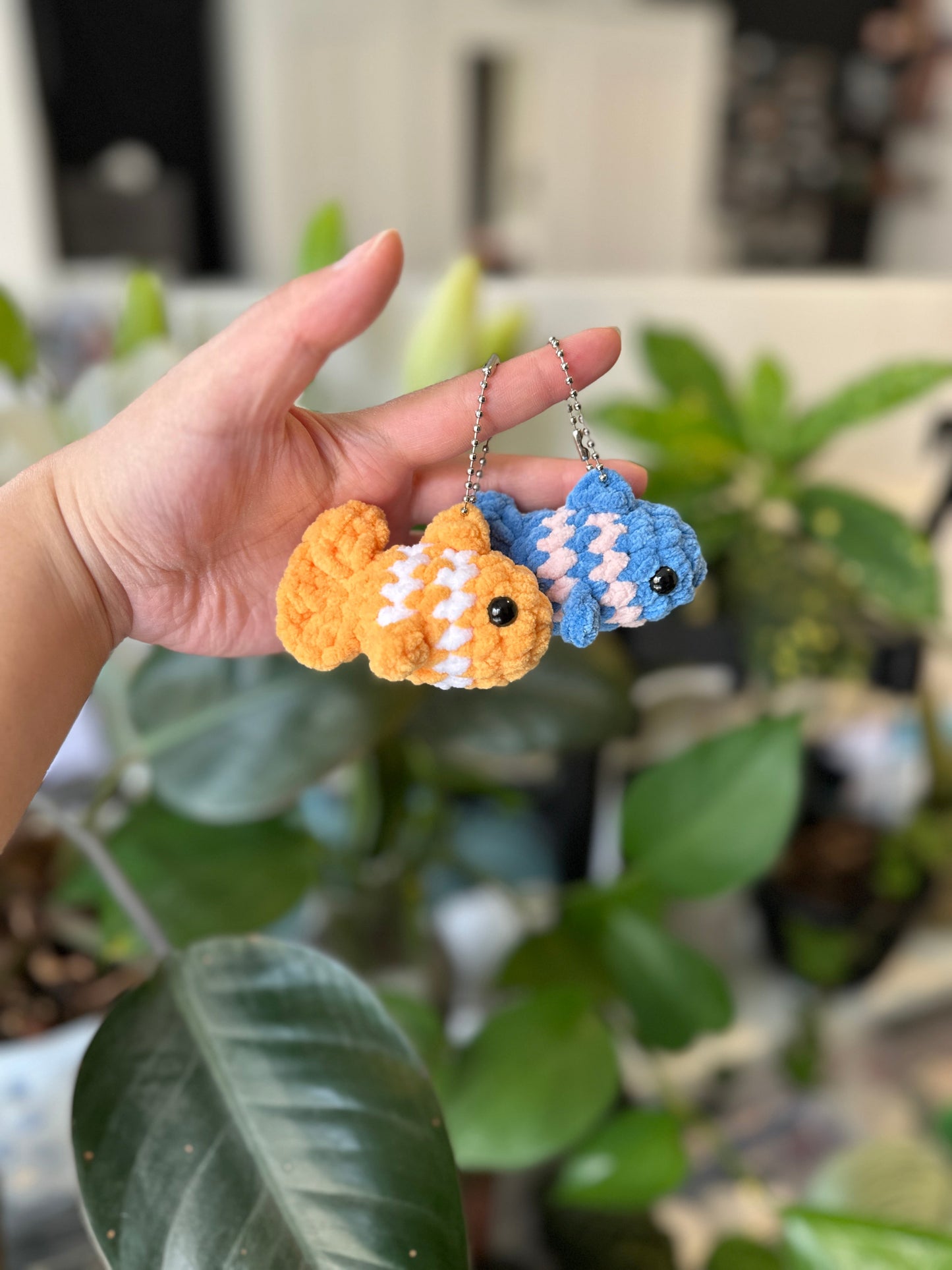 Handmade Crochet Fish Keychain Charm