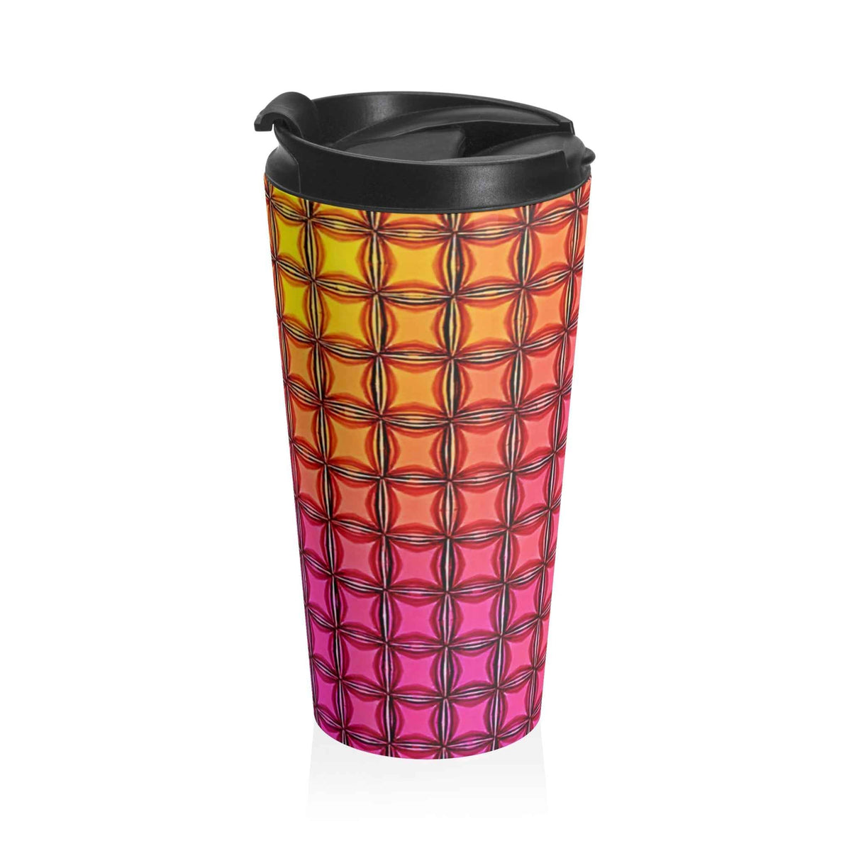 Mug de voyage géométrique Colorburst en acier inoxydable — Motif arc-en-ciel isotherme