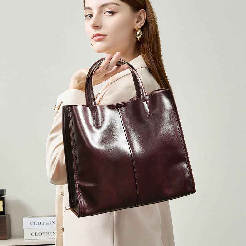 Sac à main élégant et polyvalent en cuir véritable haut de gamme pour femme