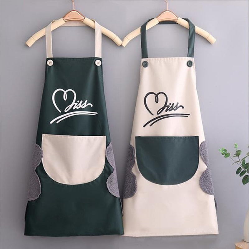 Tablier de cuisine imperméable avec essuie-mains intégré pour la maison