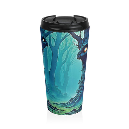 Mug de voyage — Forêt mystique avec esprits des arbres cachés Gobelet isotherme en acier inoxydable