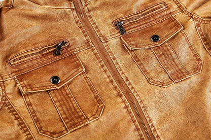 Veste à capuche en similicuir pour homme – Manteau décontracté zippé en faux cuir pour l'automne et l'hiver