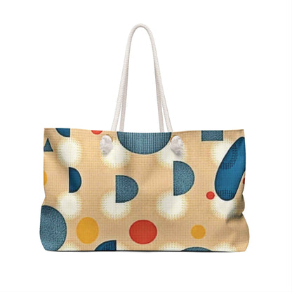 Sac de voyage géométrique mi-century | Motifs pois rétro | Cabas Maman nomade | Sac de transport pour essentiels de bébé | Sac de plage de voyage