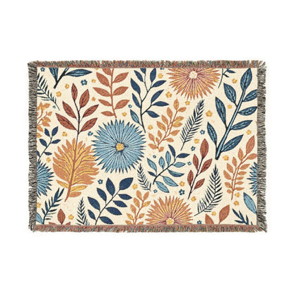 Couverture tissée florale — Plaid bohème réversible pour salon et chambre