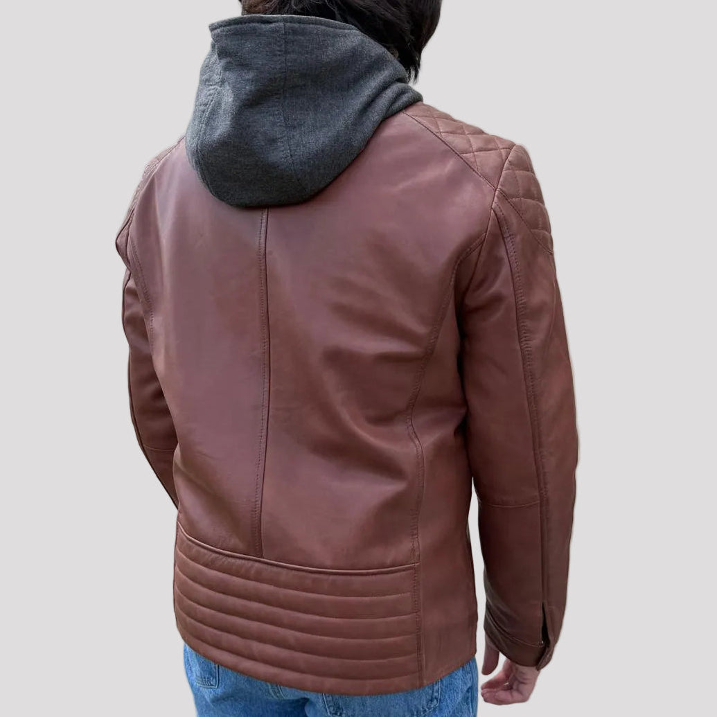 Blouson en cuir d'agneau Alvin pour homme BOL avec capuche amovible