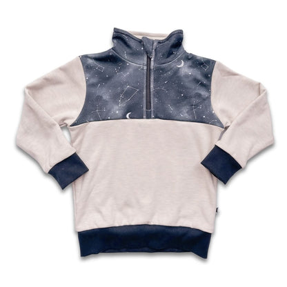 Kids' Bamboo Fleece Half-Zip | Ash With Night Sky