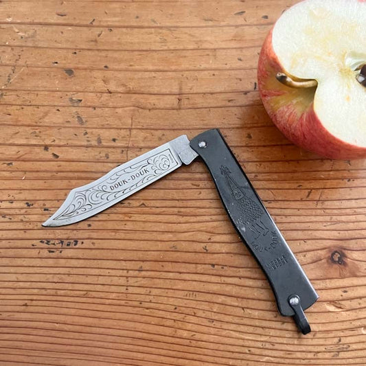 Douk-Douk Original Utility Pocket Knife 160mm, Carbon Steel Blade, Black Handle