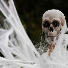 Toile d'araignée extensible pour décoration  d'Halloween – Toile en coton avec mini-araignées pour usage intérieur et extérieur