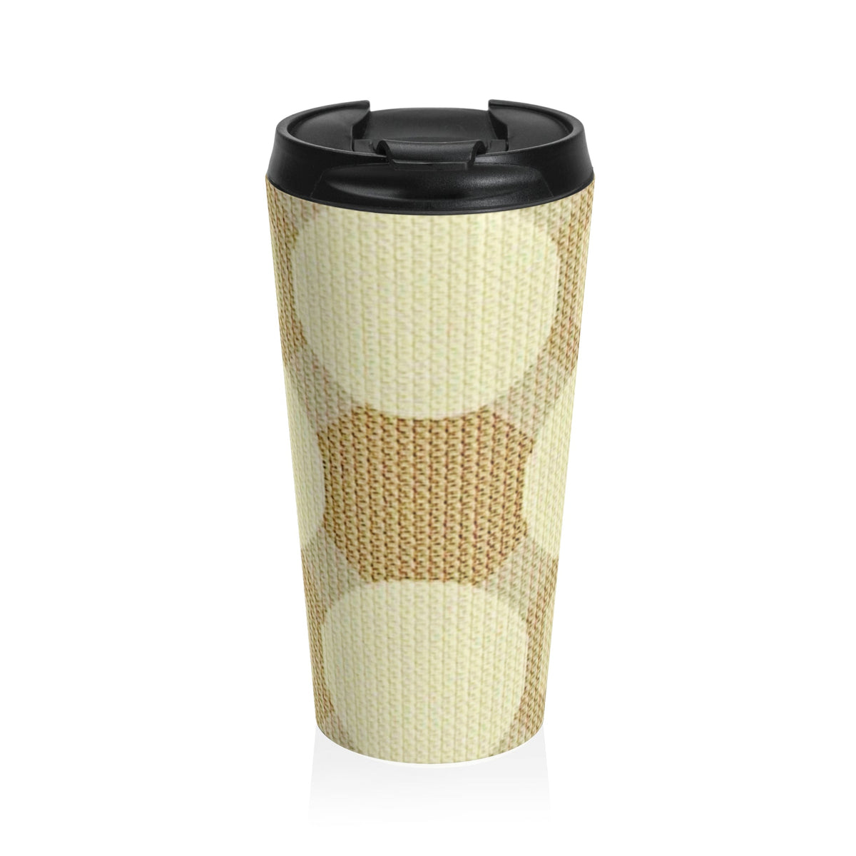 Mug de voyage isotherme en acier inoxydable à pois rétro crème et beige