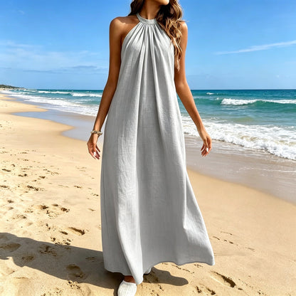 La robe pour femme présente une coupe décontractée sexy avec un dos nu.