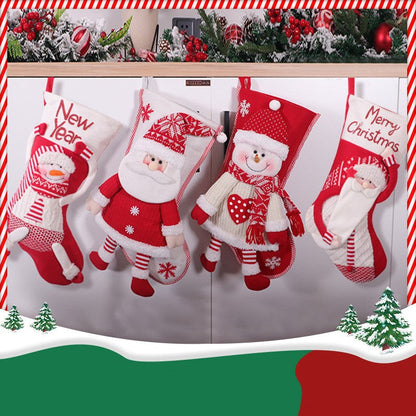 Christmas Candy Stockings – Festive Red & White Holiday Socks, 4 Fun Designs