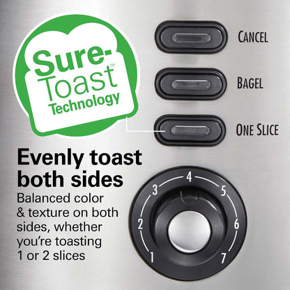 HAMILTON BEACH 22220 2 Slice Toaster with Sure-Toast™ Technology Stainless Steel