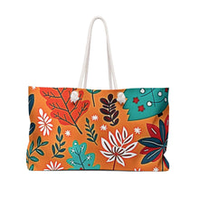 Sac de voyage Weekender Feuilles d'Automne | Sac cabas de voyage floral orange | Sac de cabine pour maman