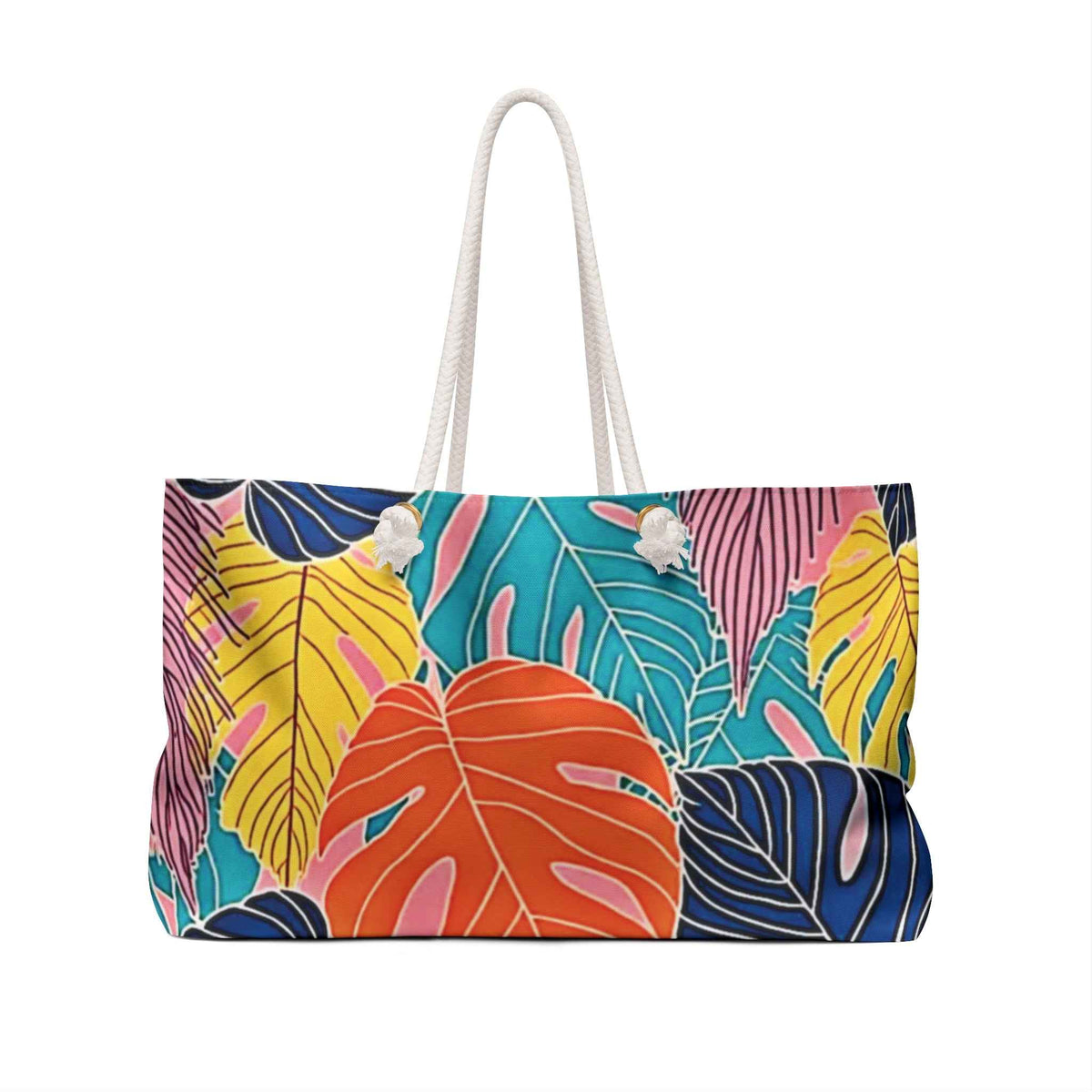 Sac de voyage grandes feuilles de Monstera tropicales | Grand sac fourre-tout imprimé palmiers colorés