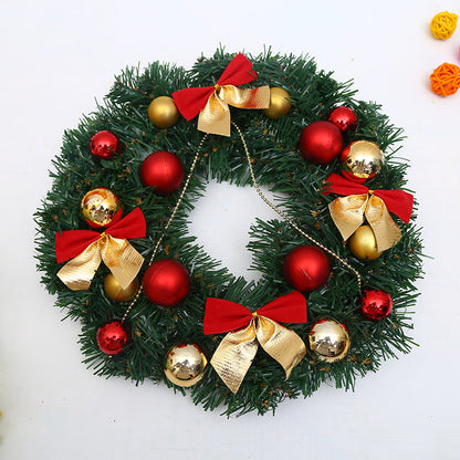 Wooden Christmas Garland Wreath Window Decoration – Red Berry Bowknot Holiday Decor, 30cm