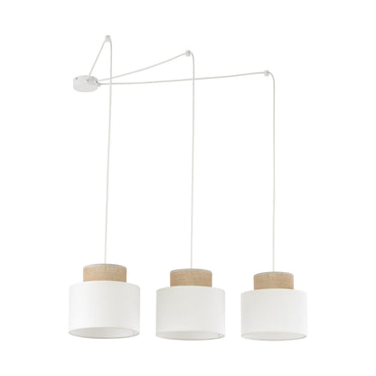 Suspension DUO blanche réglable à 3 lampes pour table de salle à manger et îlot de cuisine