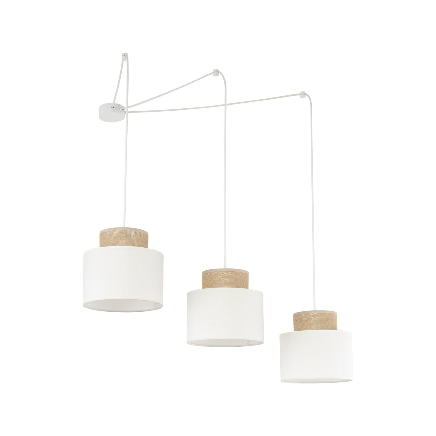 Suspension DUO blanche réglable à 3 lampes pour table de salle à manger et îlot de cuisine