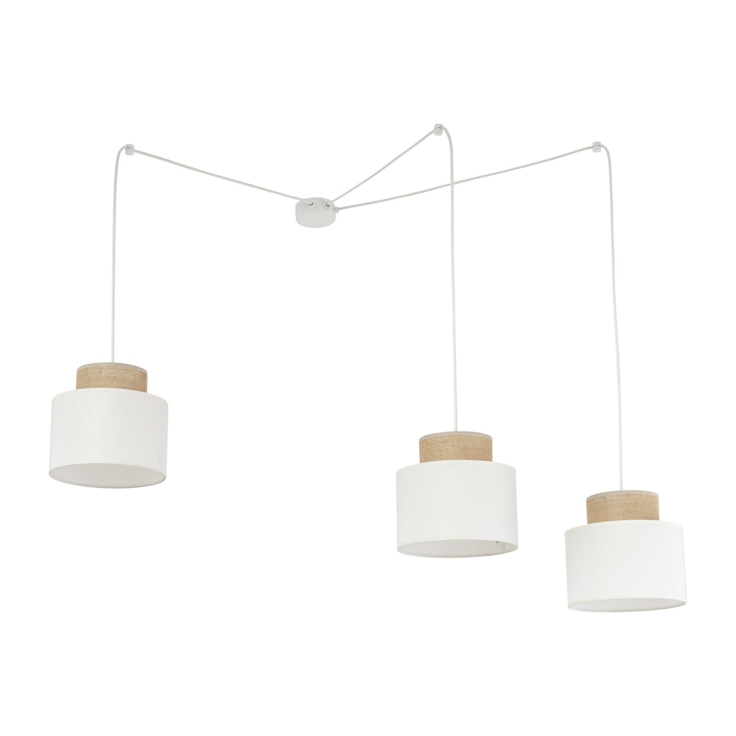 Suspension DUO blanche réglable à 3 lampes pour table de salle à manger et îlot de cuisine