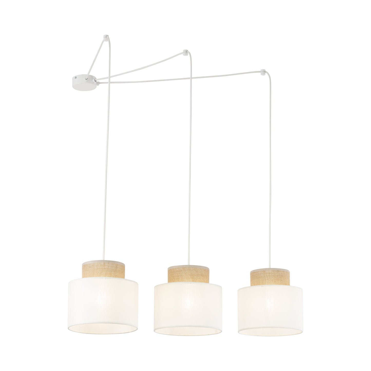 Suspension DUO blanche réglable à 3 lampes pour table de salle à manger et îlot de cuisine