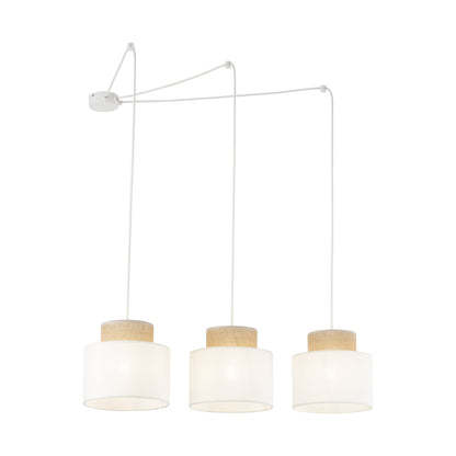 Suspension DUO blanche réglable à 3 lampes pour table de salle à manger et îlot de cuisine